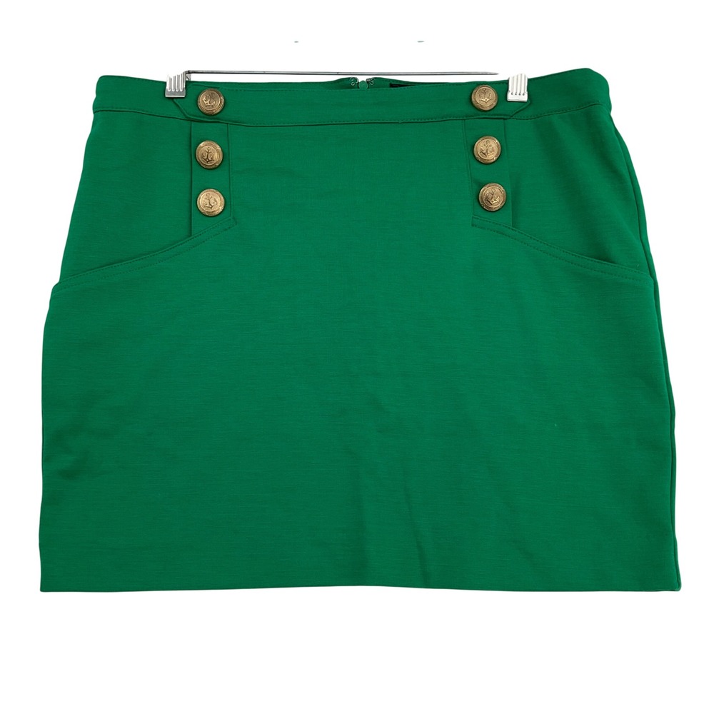 Rampage Green Nautical Sailor Mini Skirt Gold Anchor Buttons Size L‎